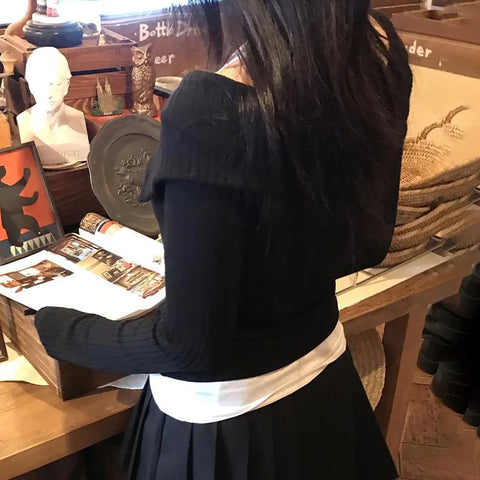 black-knit-slim-buttons-up-long-sleeve-top-4