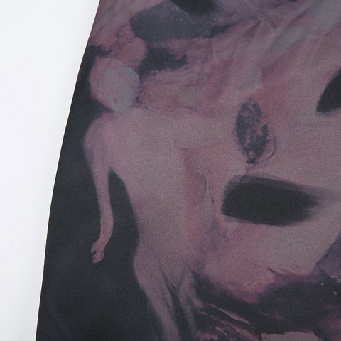 Retrol Printed Strap Halter Patchwork Dress