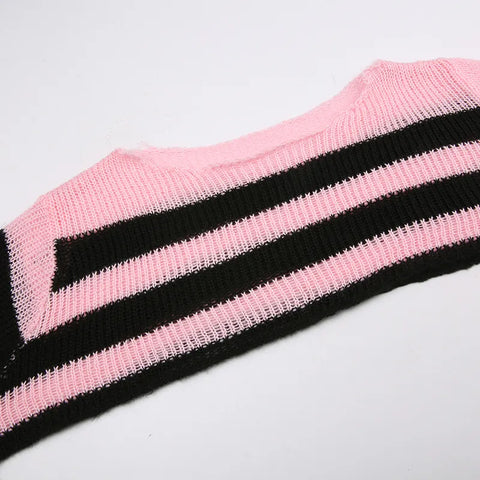 retro-pink-stripe-short-knitted-long-sleeve-sweater-7