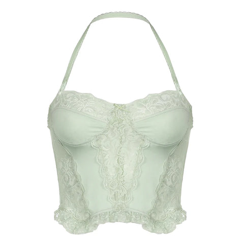 light-green-strap-ruched-lace-patchwork-top-5