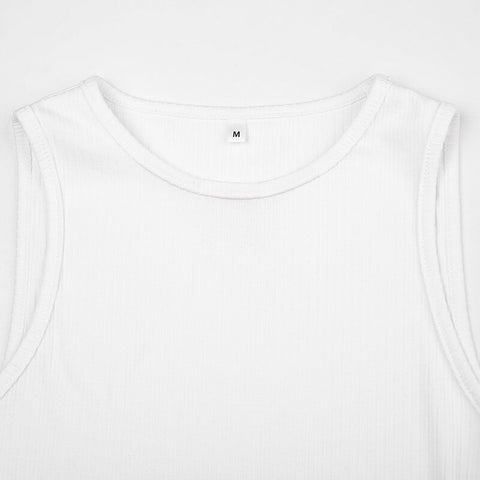 White Ribbed Knitted Crop Short Top