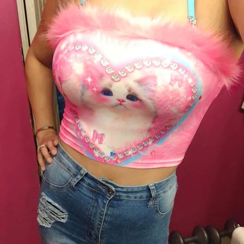 pink-animal-printed-feather-strapless-top-2