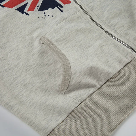 Grey Graphic Print Zipper High Waist Coat