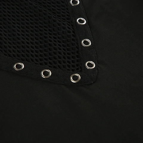 Gothic Dark Fishnet Patchwork Top