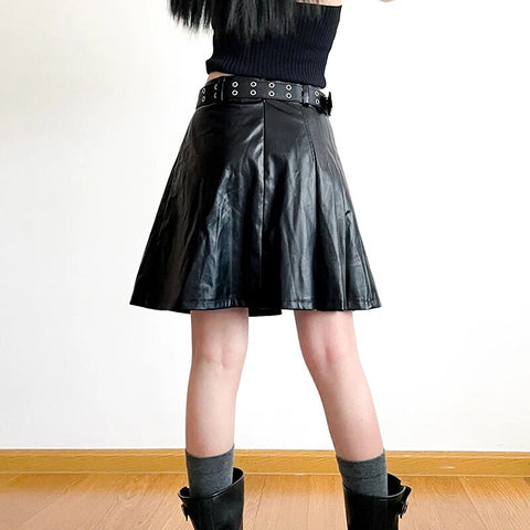 punk-black-pu-leather-low-waist-skirt-3