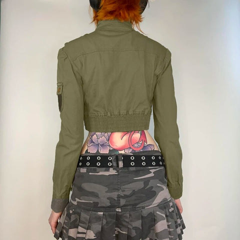 army-green-stand-collar-zip-up-pockets-coat-4