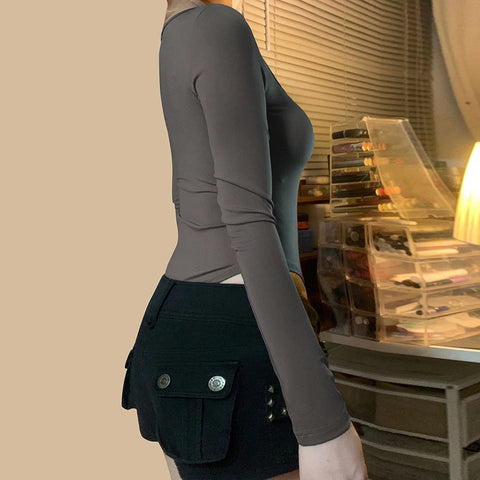 Square Neck Lace Patchwork Bodysuit