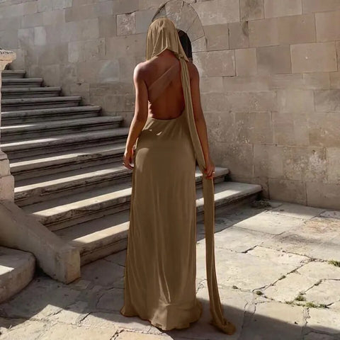 khaki-hooded-sexy-backless-side-slit-bandage-long-dress-2