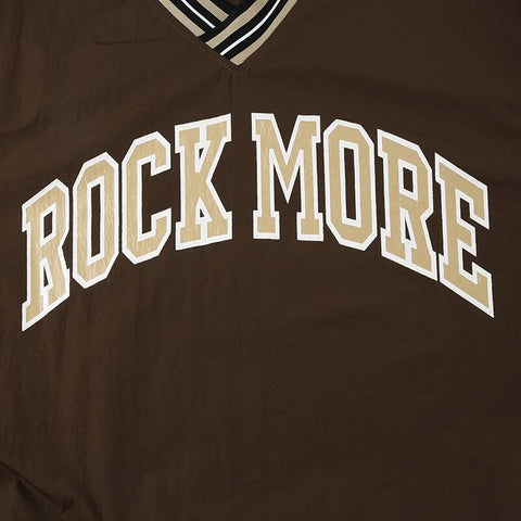 Brown Stripe Loose Letter Print Hoodie-7