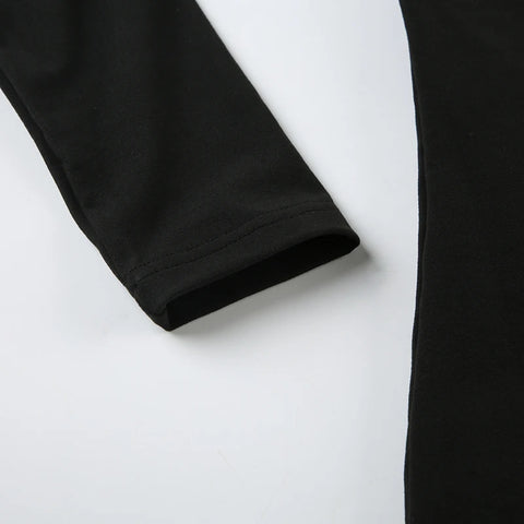 Sexy Backless Black Long Sleeve Romper