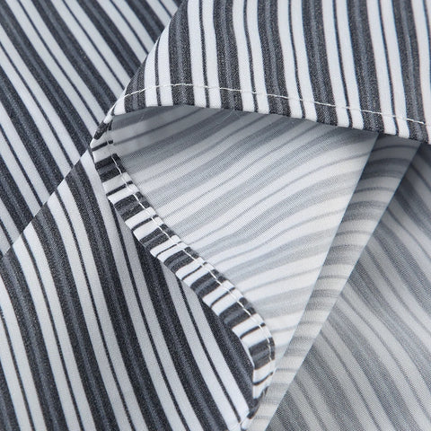 Grey Striped Long Sleeves Oversized Shirts