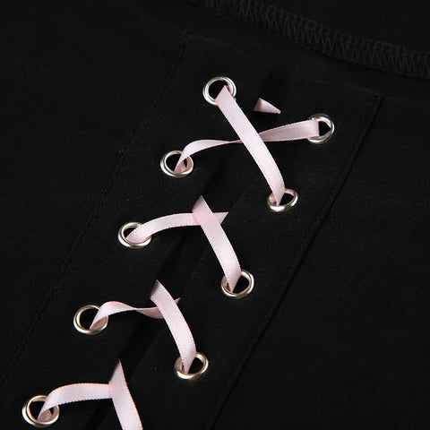 Design Pearls Satin Lace Trim Bow Top