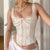 Design Pearls Satin Lace Trim Bow Top