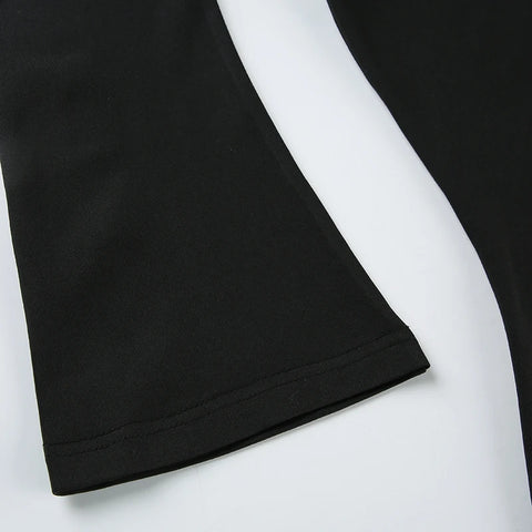 Elegant Black Skew Collar Long Dress