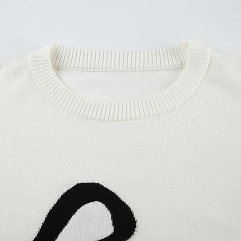 Casual Bow Pattern Knitted Pullove Top