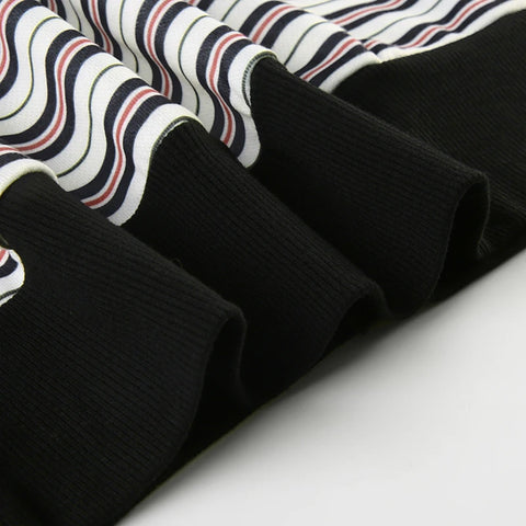 Preppy Striped Contrast Color Pullovers Top