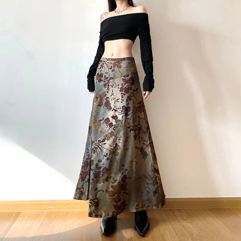 vintage-flowers-printing-low-waisted-long-skirt-2