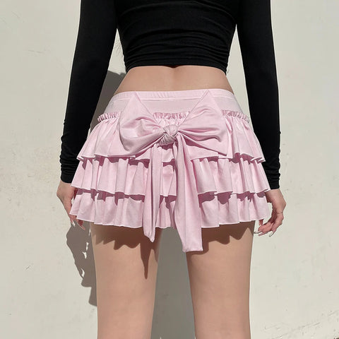sweet-pink-ruched-low-rise-mini-skirt-4