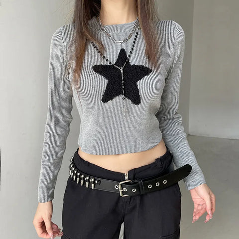 grey-star-patched-knitted-cute-sweater-2
