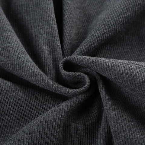 Grey Lace Trim Knitted V-Neck Top