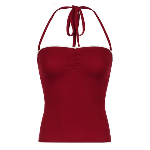 red-lace-trim-folds-skinny-halter-top-4