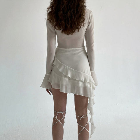 summer-flare-sleeve-white-mesh-ruffles-fringe-elegant-party-dress-1