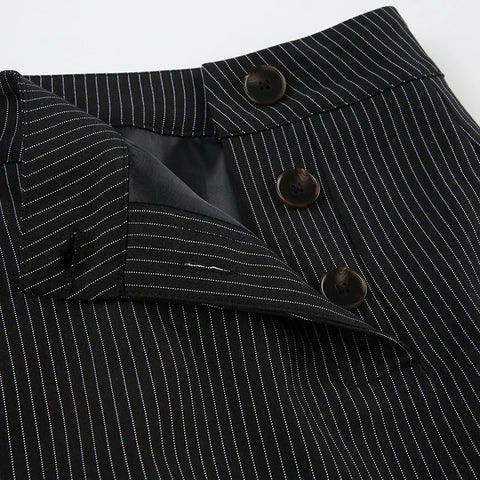 Gothic Stripe Buttons Lace Patchwork Skirt