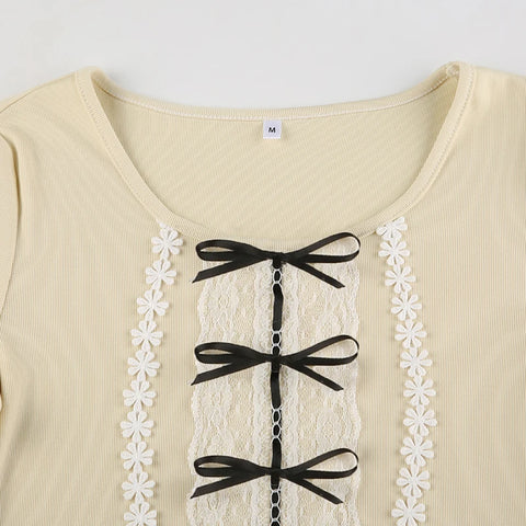 retro-bow-ruched-flowers-lace-trim-top-5