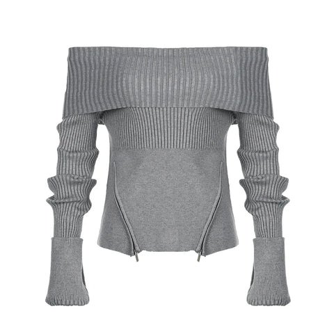 casual-tiered-knitted-zipper-off-shoulder-sweater-3