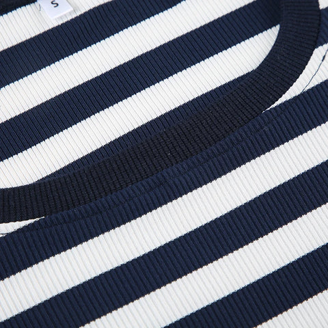 Basic Striped Crew Neck Knitted Top