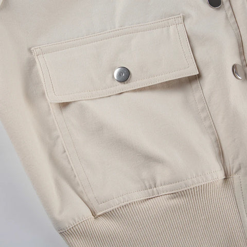 Beige High Waist Long Sleeve Top