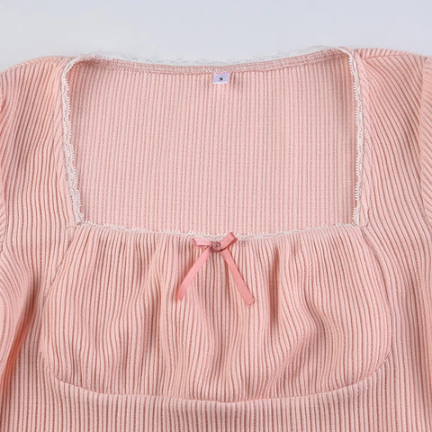 pink-lace-trim-bow-two-pieces-set-5