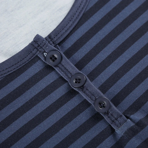 Casual Stripe Buttons Long Sleeve Top