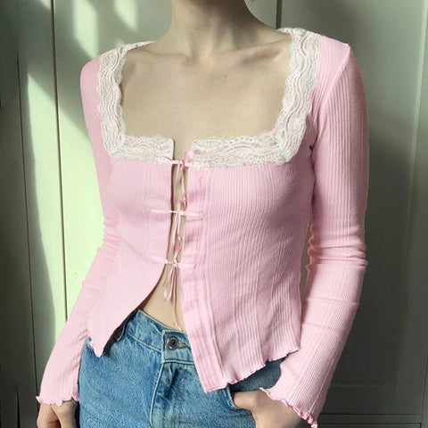 pink-square-neck-bow-lace-spliced-top-2