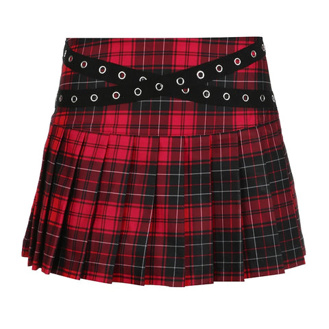 gothic-spliced-eyelet-pleated-plaid-skirt-3