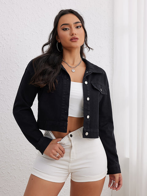 Skeleton & Letter Print Denim Coat