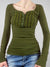 green-long-sleeve-slim-stitch-ruched-buttons-top-1