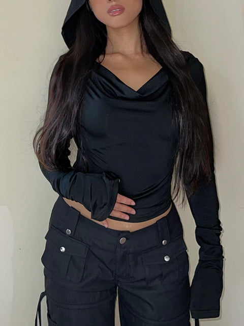 goth-black-long-sleeve-hooded-fitness-slim-top-2