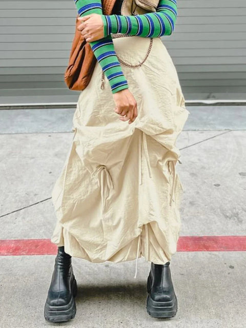 asymmetrical-drawstring-bow-loose-long-skirt-1