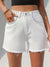 White Raw Hem Denim Shorts