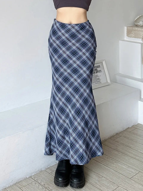vintage-plaid-slim-slit-long-skirt-1