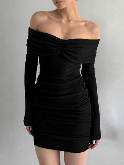Elegant Black Off Shoulder Dress