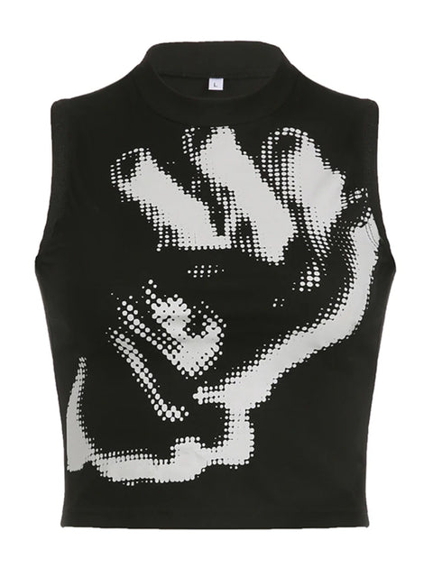 gothic-black-fingers-printing-sleeveless-top-1