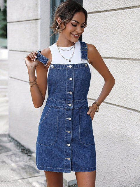 Plain Non-Stretch Denim Dress