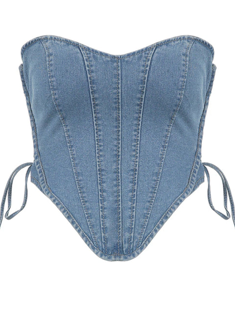blue-sexy-strapless-corset-denim-bandage-heart-shape-top-1