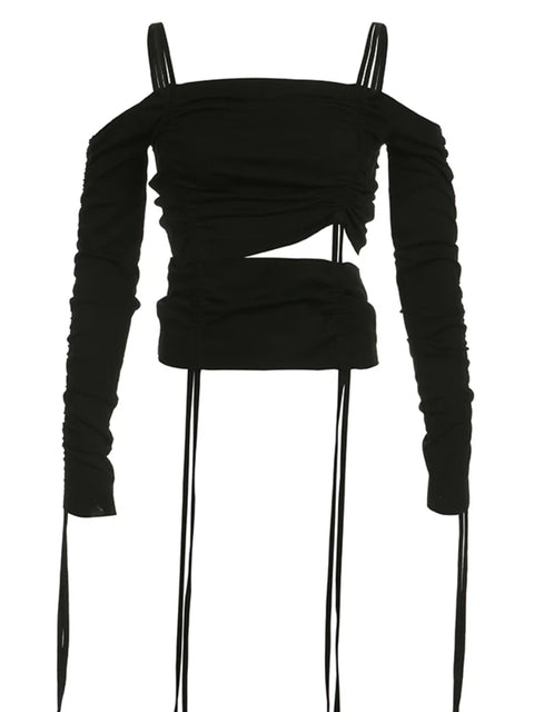 black-drawstring-shirring-off-shoulder-top-1