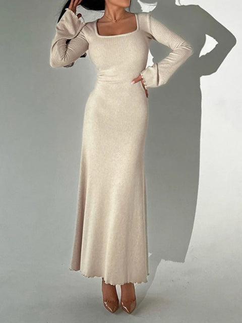 elegant-frill-knit-square-neck-long-dress-1