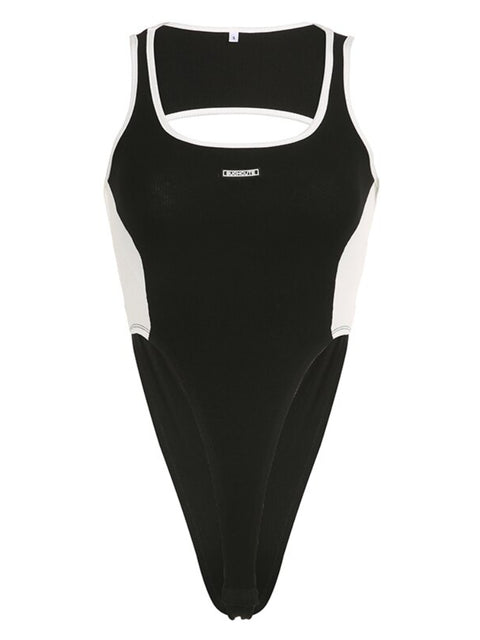 black-backless-stripe-patchwork-sleeveless-slim-bodysuit-1