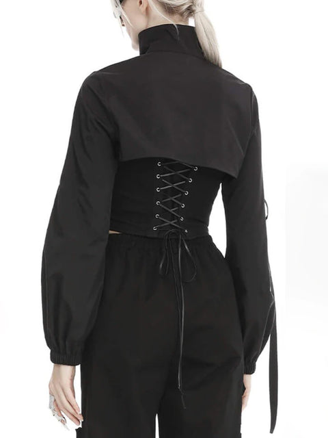 buckle-ribbon-smock-zip-up-hoodie-turtleneck-jacket-top-4