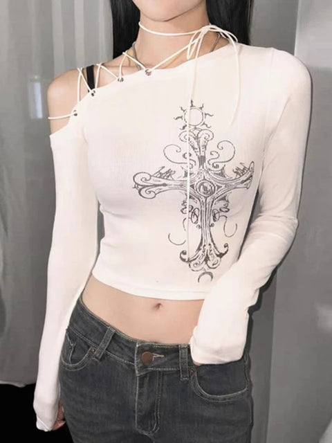 gothic-asymmetrical-printed-lace-up-halter-top-1